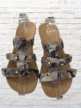 VIONIC Radia Orthotic Wedge Sandal Python Adjustable Strap Snakeskin - Size 8